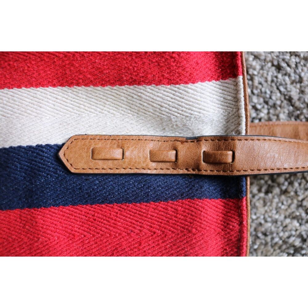 BUENO Red White Blue Leather Tote Bag Purse - Picture 10 of 10